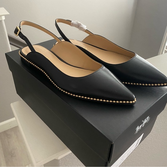 NIB Coach Vae Leather flats black size 6 - Picture 1 of 4